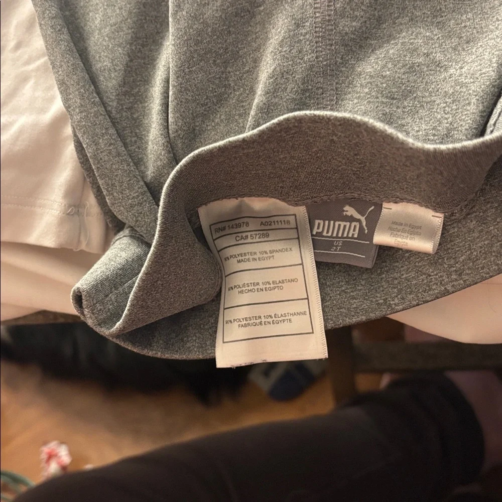 PUMA Kids Leggings in Gray and White with Pink Logo 2T
